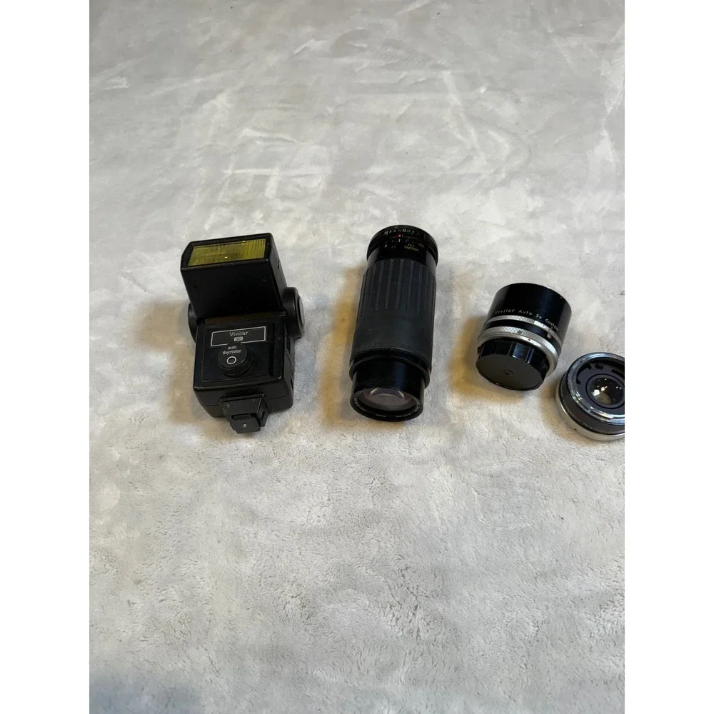 Vivitar 100-300mm Macro Zoom Lens PK-A/R 283 Flash and 3x Tele Converter Lot
